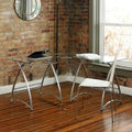 Silver / Clear Glass L-Shaped Metal Writing Desk I31887