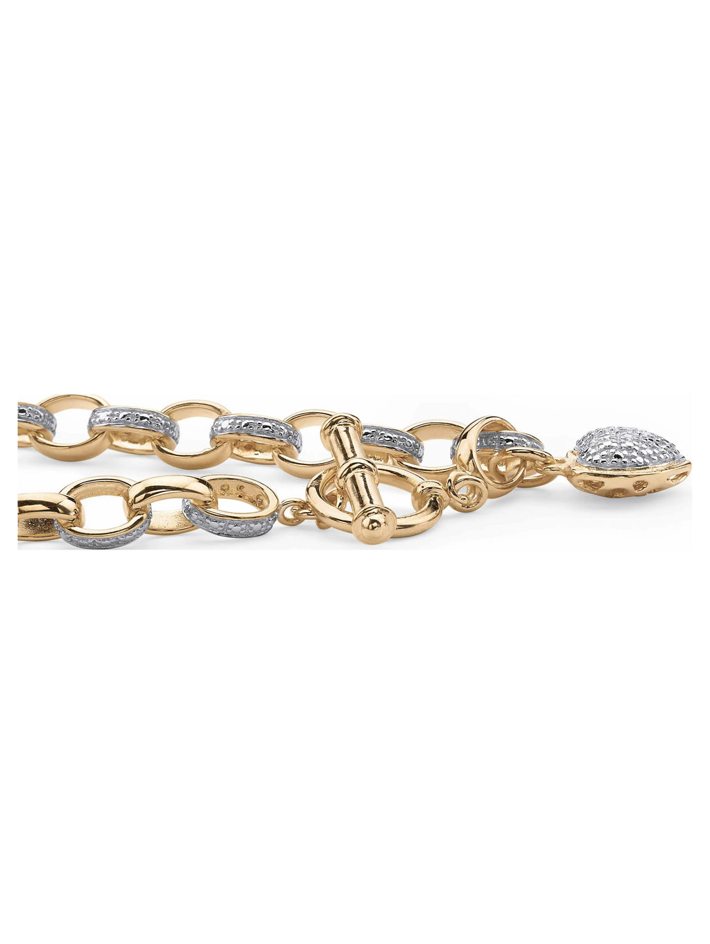Diamond Accent Heart Charm Bracelet in 18k Gold-Plated or Platinum-Plated Sterling Silver 7.25" G8865