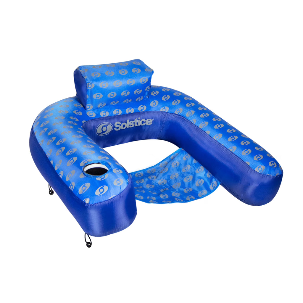 Blue Swirl Pattern Inflatable Swimming Pool Lounger Chair L3866