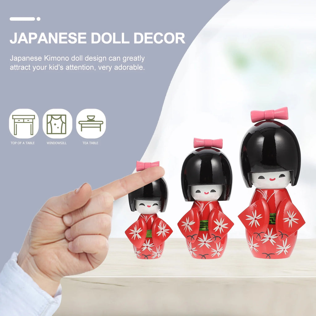 Antique Japanese Kimono Dolls Wooden Toys X5448