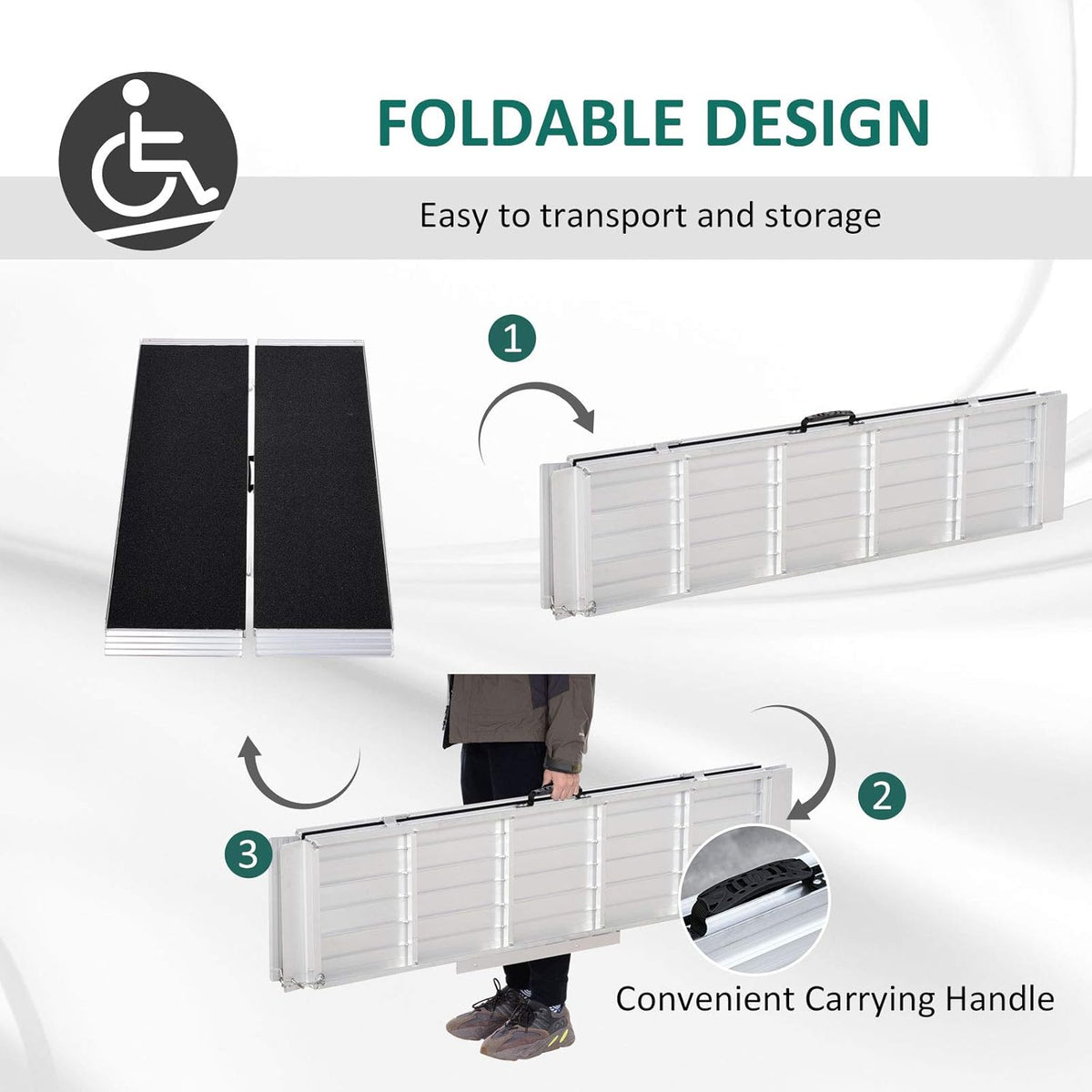 5' Portable Aluminum Wheelchair Ramp with Carrying Handle E24140