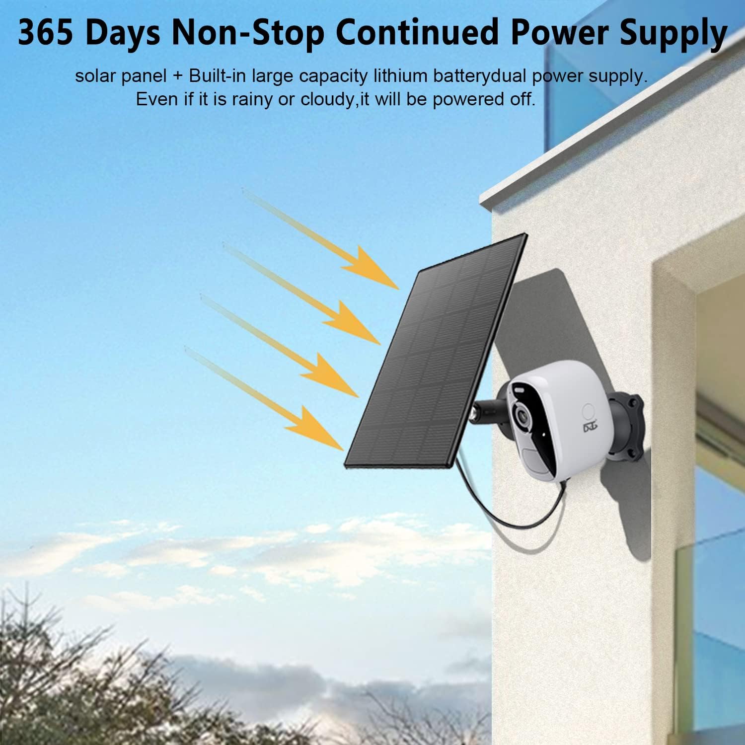 Wireless Outdoor Security Camera with Solar Panel, 1080P Color Night Vision, PIR Motion Sensor, Siren Alarm, 2-Way Audio, Waterproof U516740