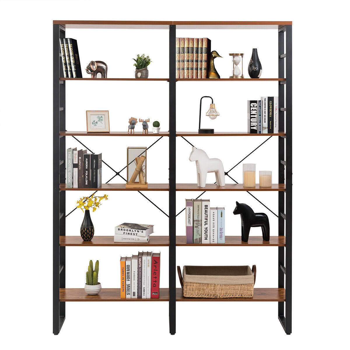 6-Shelf Bookcase Metal Storage Shelf X52948
