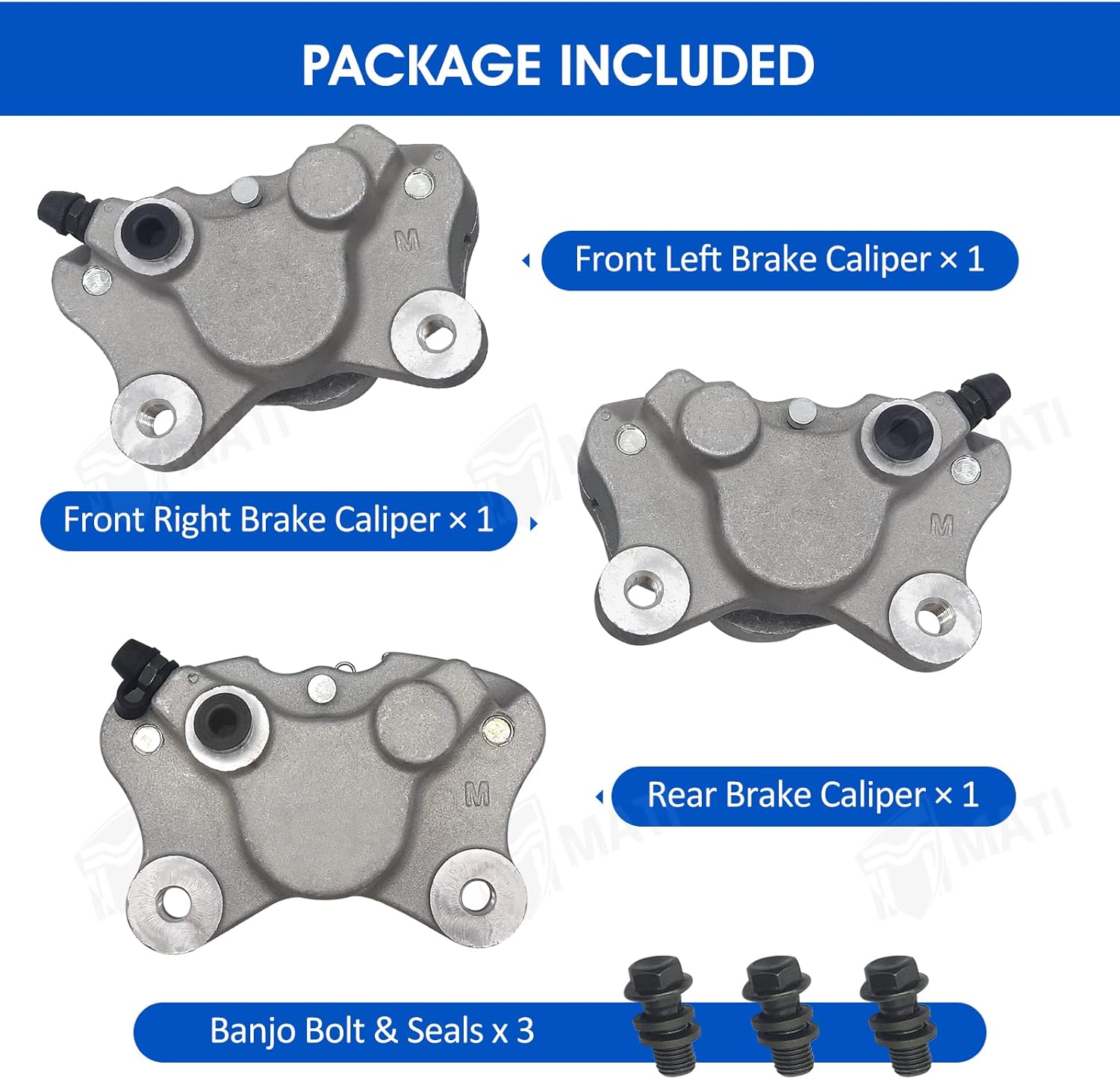 Front Left Right & Rear Brake Calipers with Pads Pack of 2 V5562