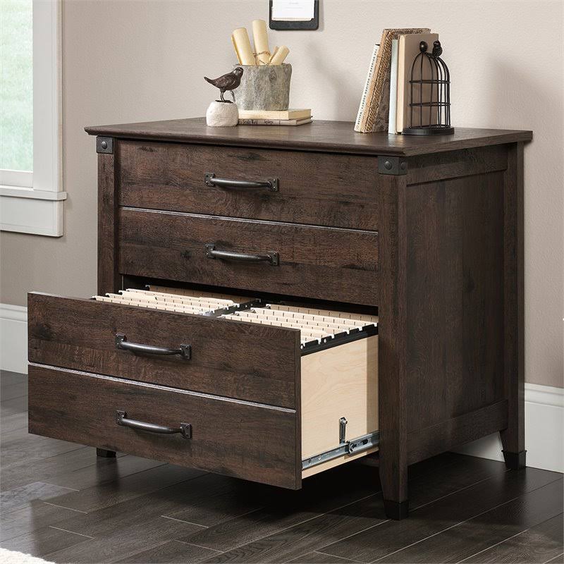 2 Piece Home Office Set with Computer Desk and File Cabinet in Coffee Oak Y7797