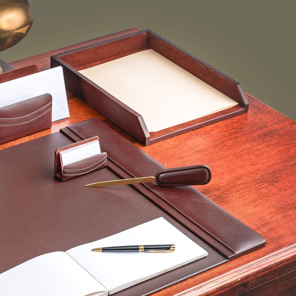 Chocolate Brown Leather Letter Tray Pack of 2 M49844