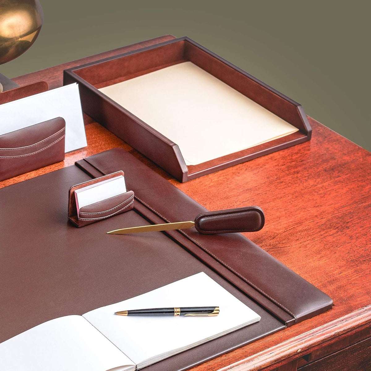 Chocolate Brown Leather Letter Tray Pack of 2 M49844