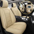 Beige Leather Car Seat Covers Front Pair Y144944