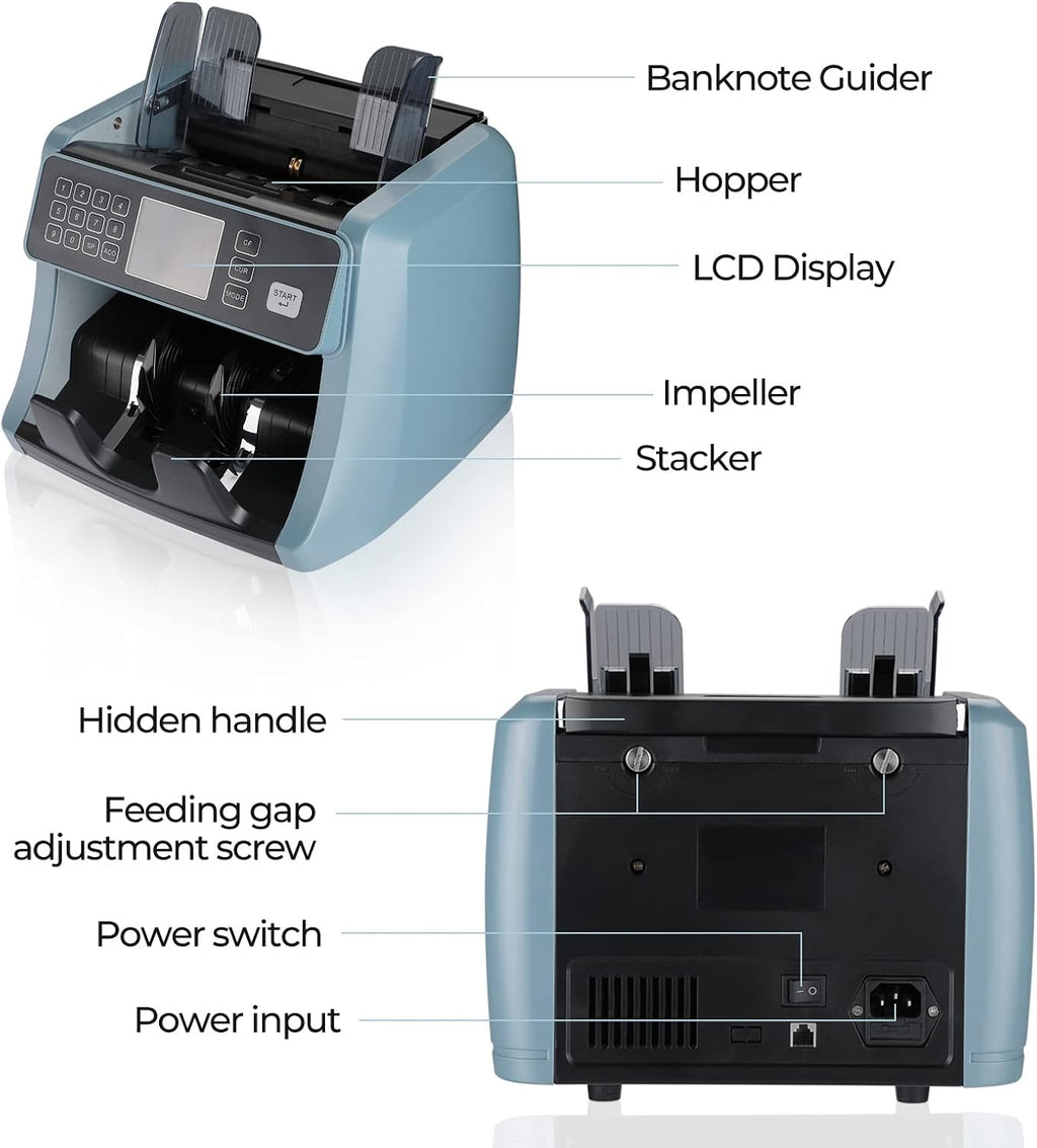 Money Counter Machine with UV/IR/MG/DD Detection, 1200 Bills/Min Speed X532088