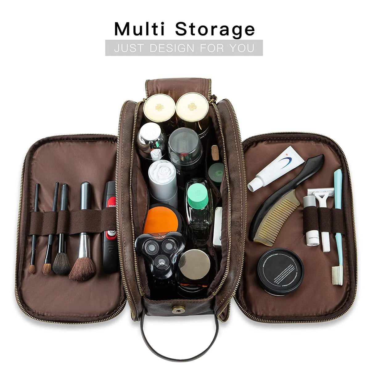 Water-Resistant Travel Dopp Kit with PU Leather Organizer S637084