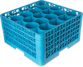 Blue Polypropylene 20-Compartment Glass Rack with 4 Extenders K75819