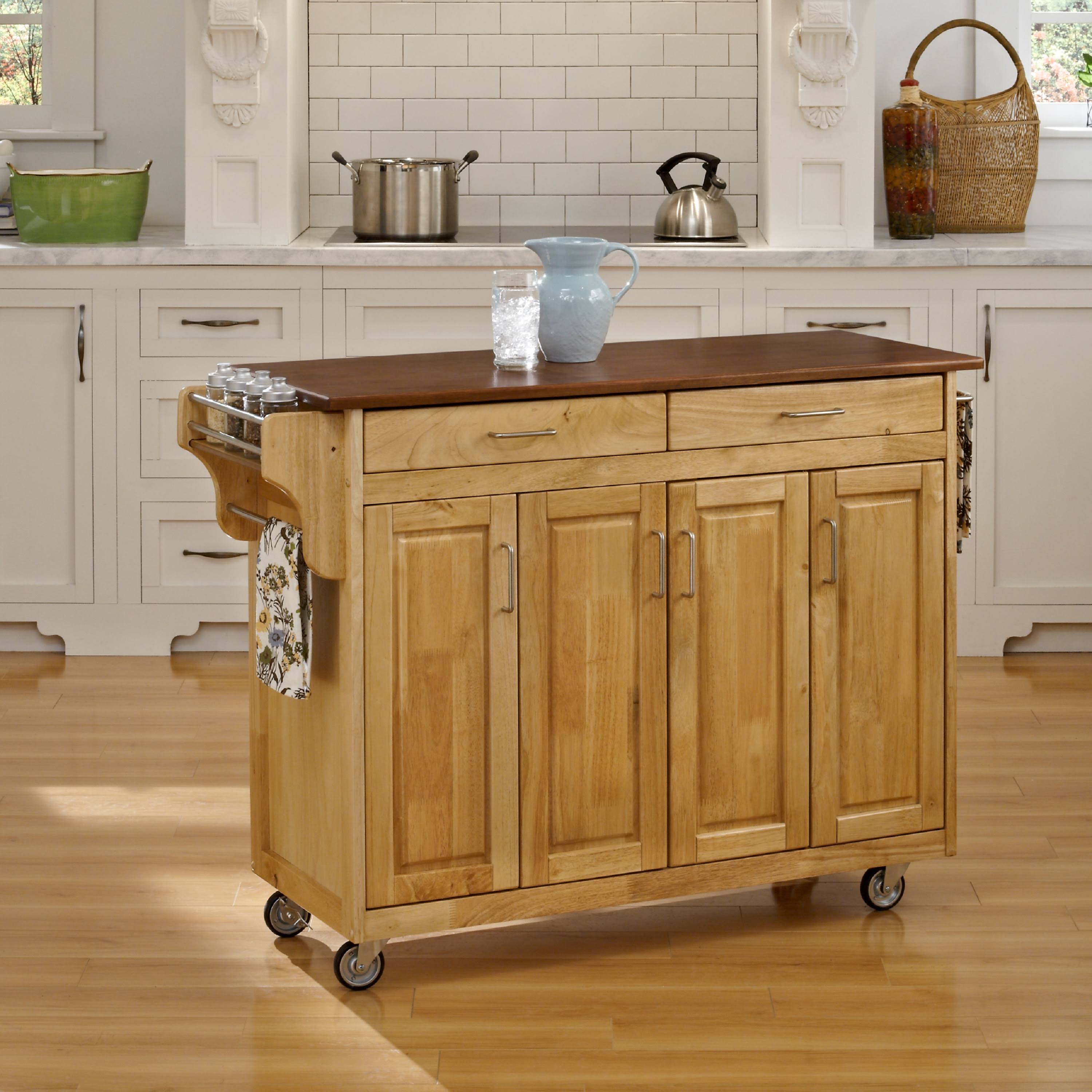 Natural Finish Kitchen Cart with Oak Top Z262