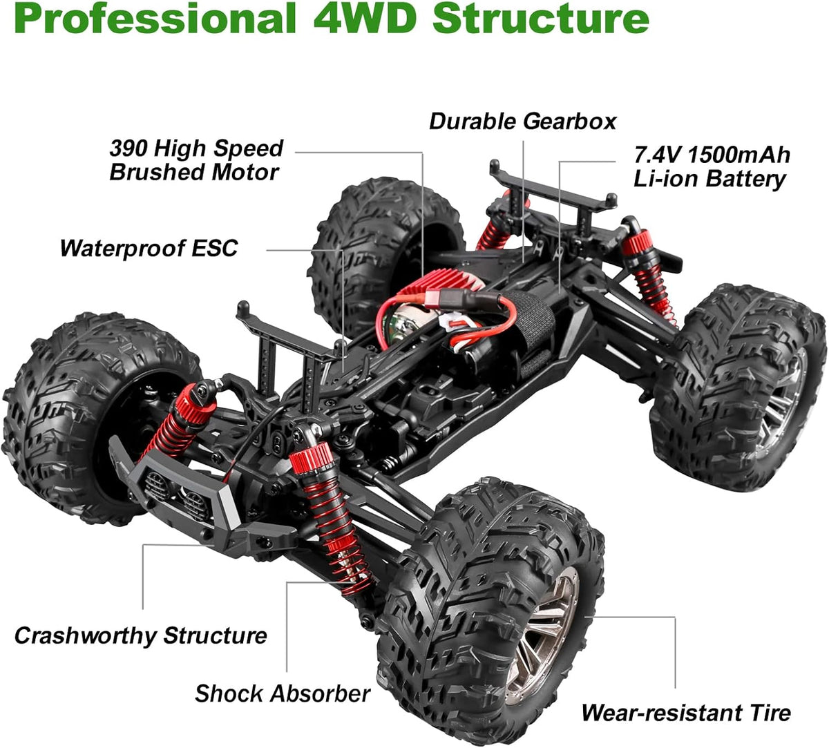 RC Cars 4WD Offroad Waterproof with 2 Batteries P108