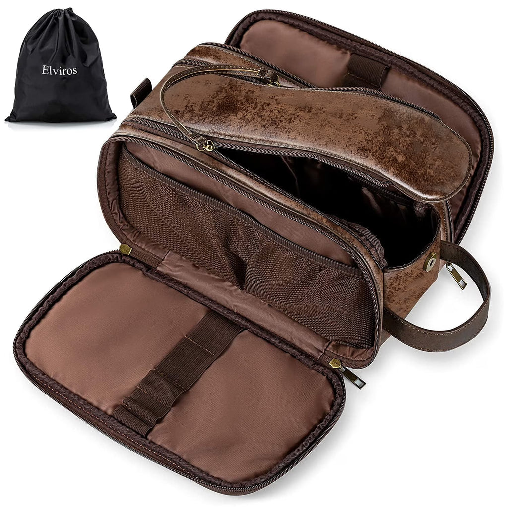 Water-Resistant Travel Dopp Kit with PU Leather Organizer S637084