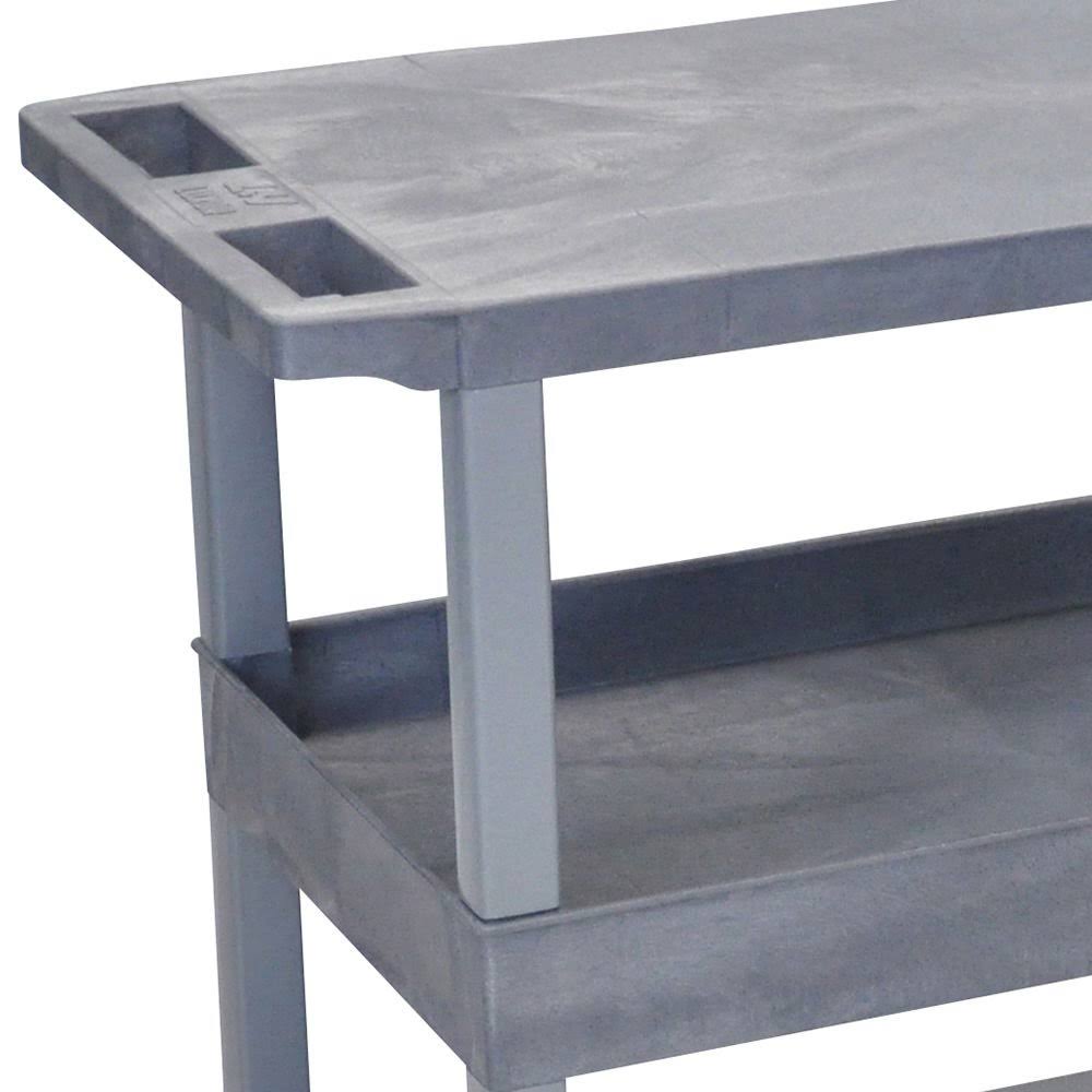 Gray 18x32 Cart with 2 Flat and 1 Tub Shelves E9547