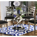 Round Clear Glass Top Dining Table in Silver Q281539