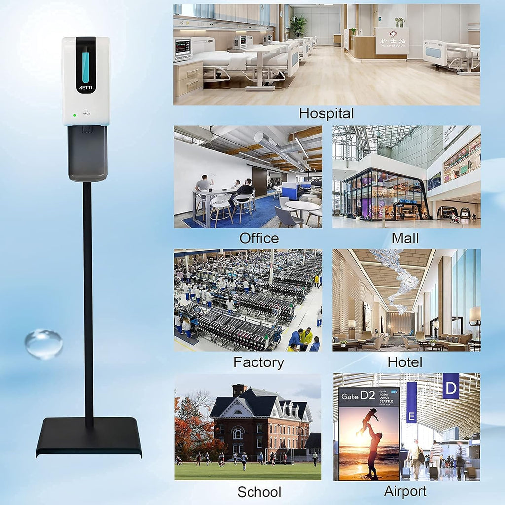 1200ml 3 in 1 Automatic Touchless Soap Dispenser Floor Stand with Drip Catcher and Adjustable Stand U17729