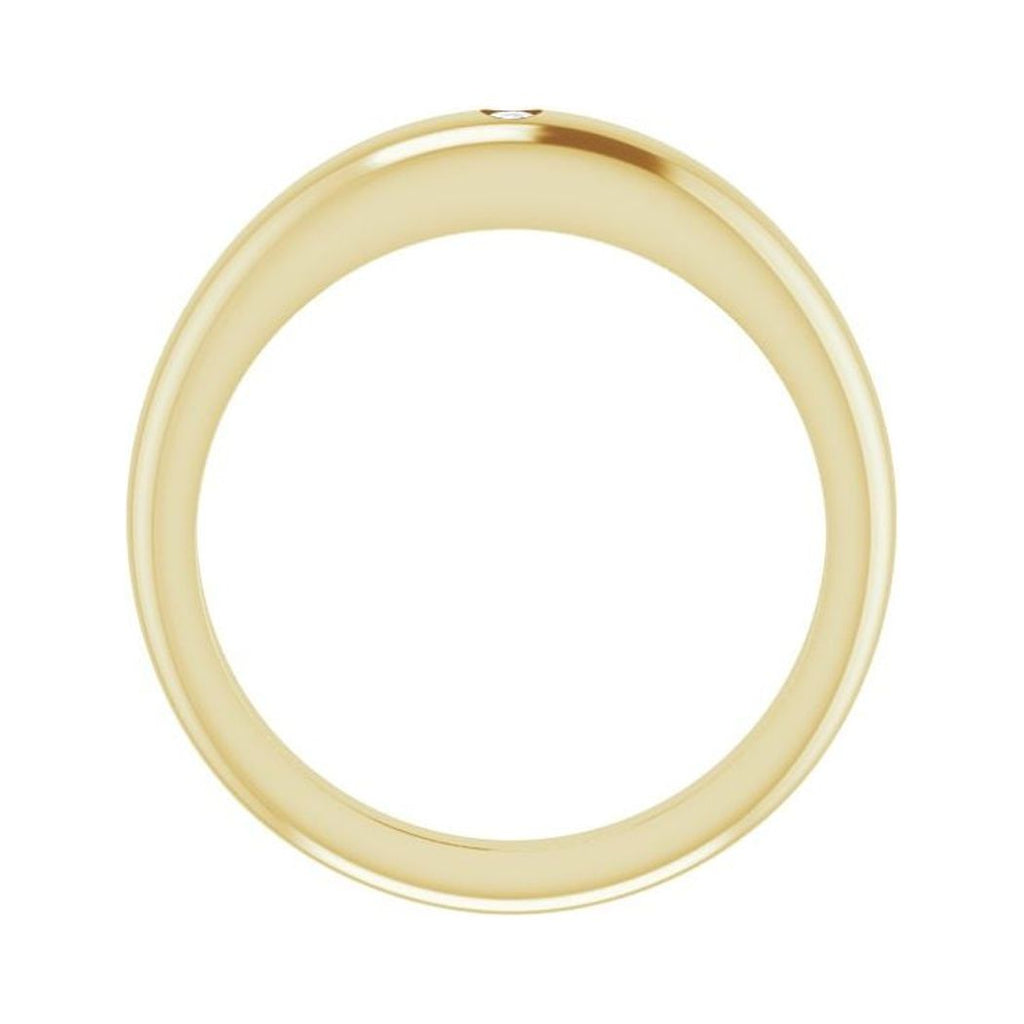14k Yellow Gold Round 2mm Polished .03 Carat Diamond Petite Dome Ring Size 7 T992