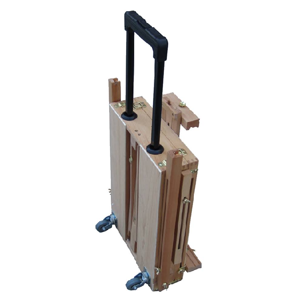 Portable Folding French Wooden Easel with Sketch Box Drawer and Rolling Casters Wheels C96648