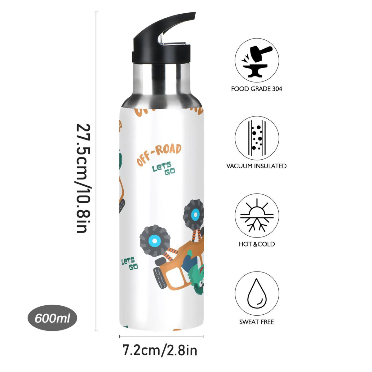 Stainless Steel Insulated Water Bottle with Straw Lid D844