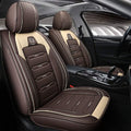 Beige-Brown Leather Car Seat Covers 5 Seats Full Set X3515