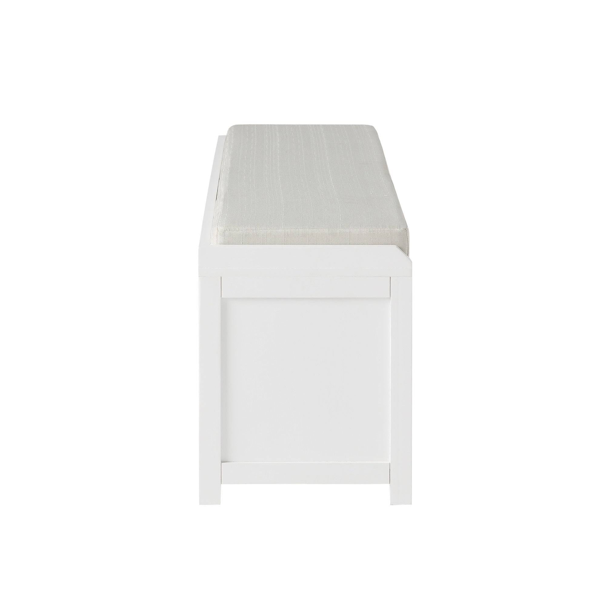 White Wood Entryway Storage Bench with 2 Cabinets V43796
