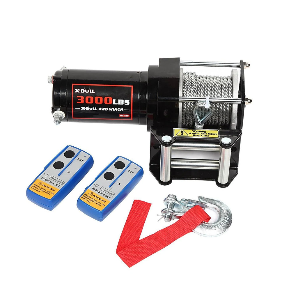 12V 3000LBS Electric Winch with Steel Cable and 2 Remotes L4380