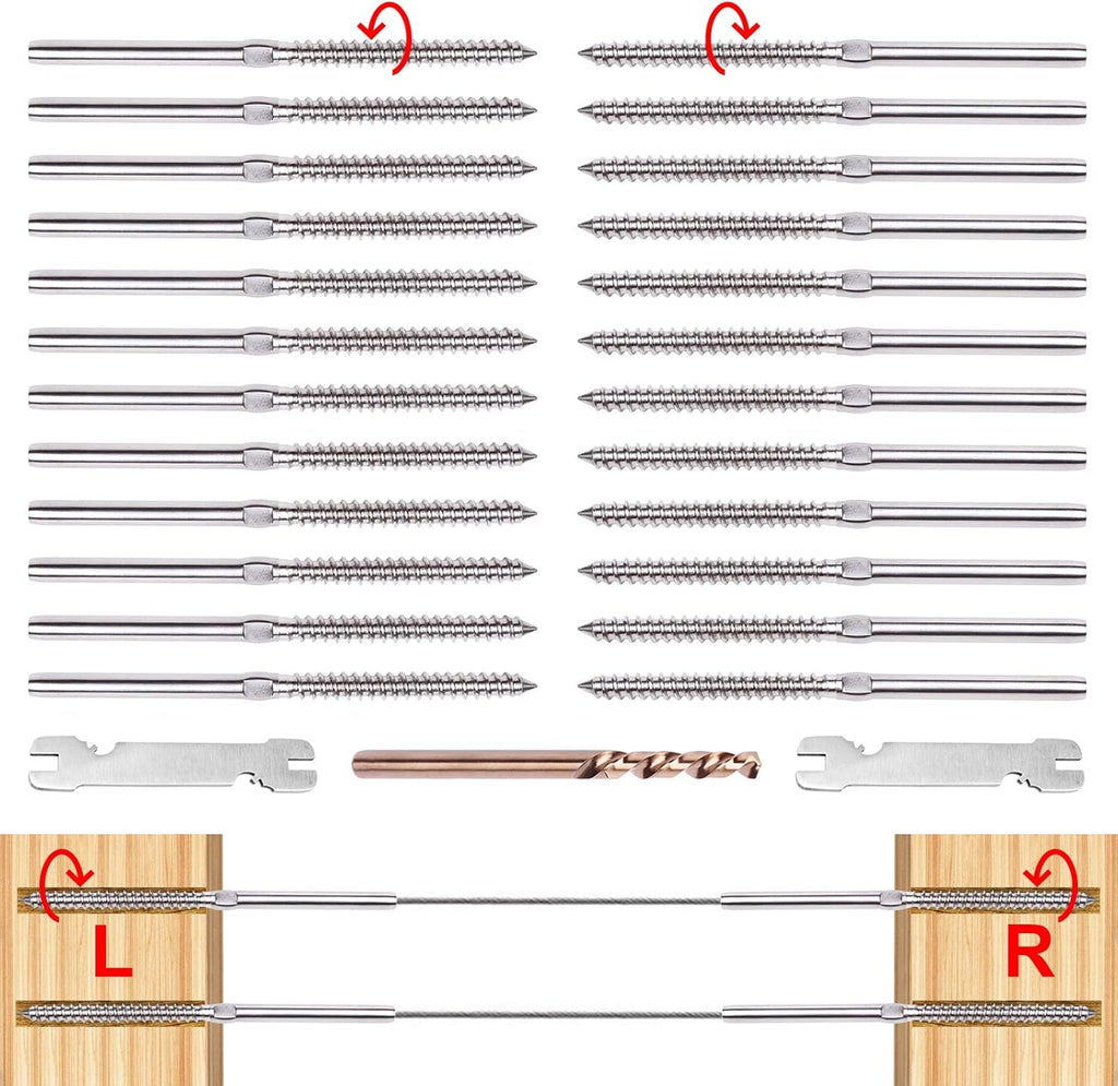72 Pack T316 Stainless Steel Swage Lag Screws for 1/8 Cable Railing (36 Pairs) T4715