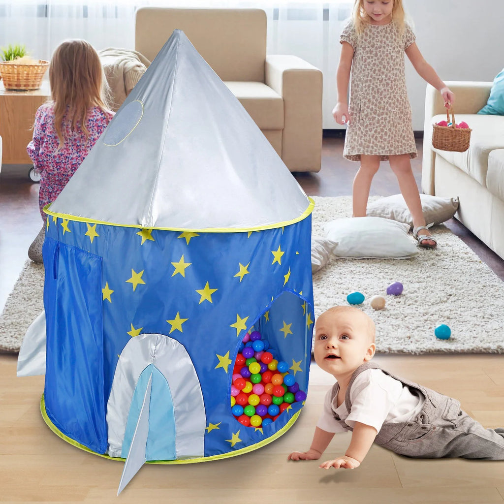 3 in 1 Foldable Kids Play Tent with Storage Bag, Blue K64685