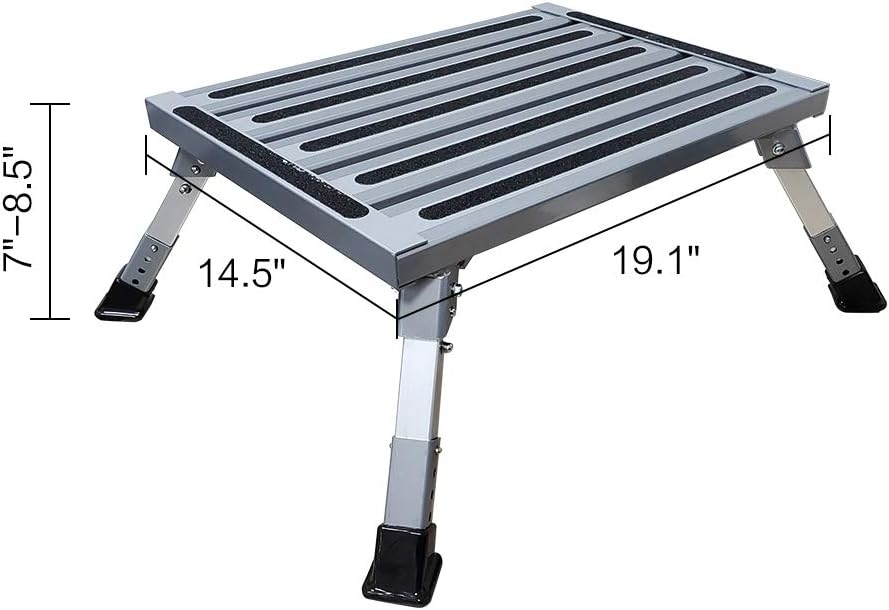 Aluminum Folding Step Stool with Reflective Stripes Non-Slip Rubber Feet H597