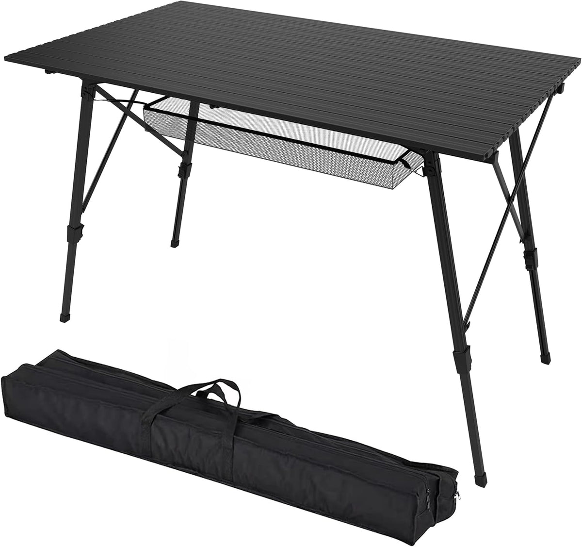 35.4 Camping Table with Adjustable Legs, Aluminum Table with Carrying Bag R5878