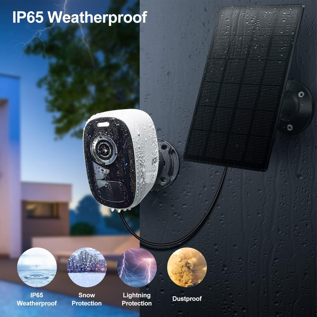 Wireless Outdoor Security Camera with Solar Panel, 1080P Color Night Vision, PIR Motion Sensor, Siren Alarm, 2-Way Audio, Waterproof U516740