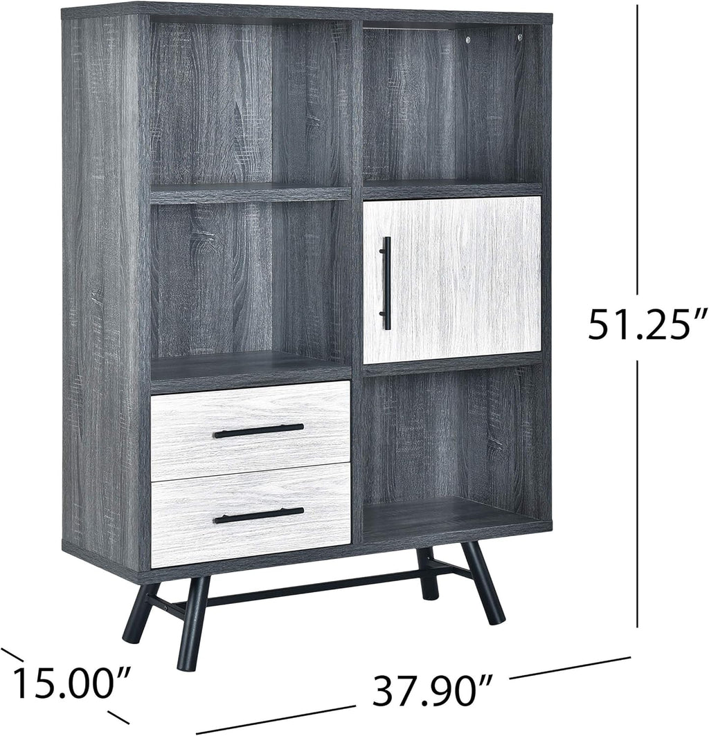 Sonoma Oak Gray Oak Black 6 Shelf Cabinet C6380