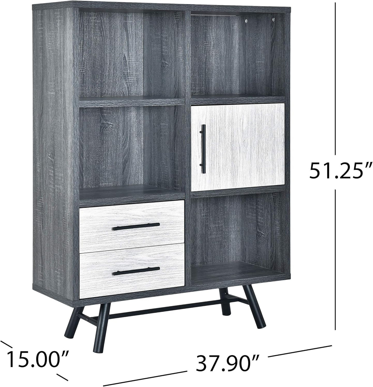 Sonoma Oak Gray Oak Black 6 Shelf Cabinet C6380