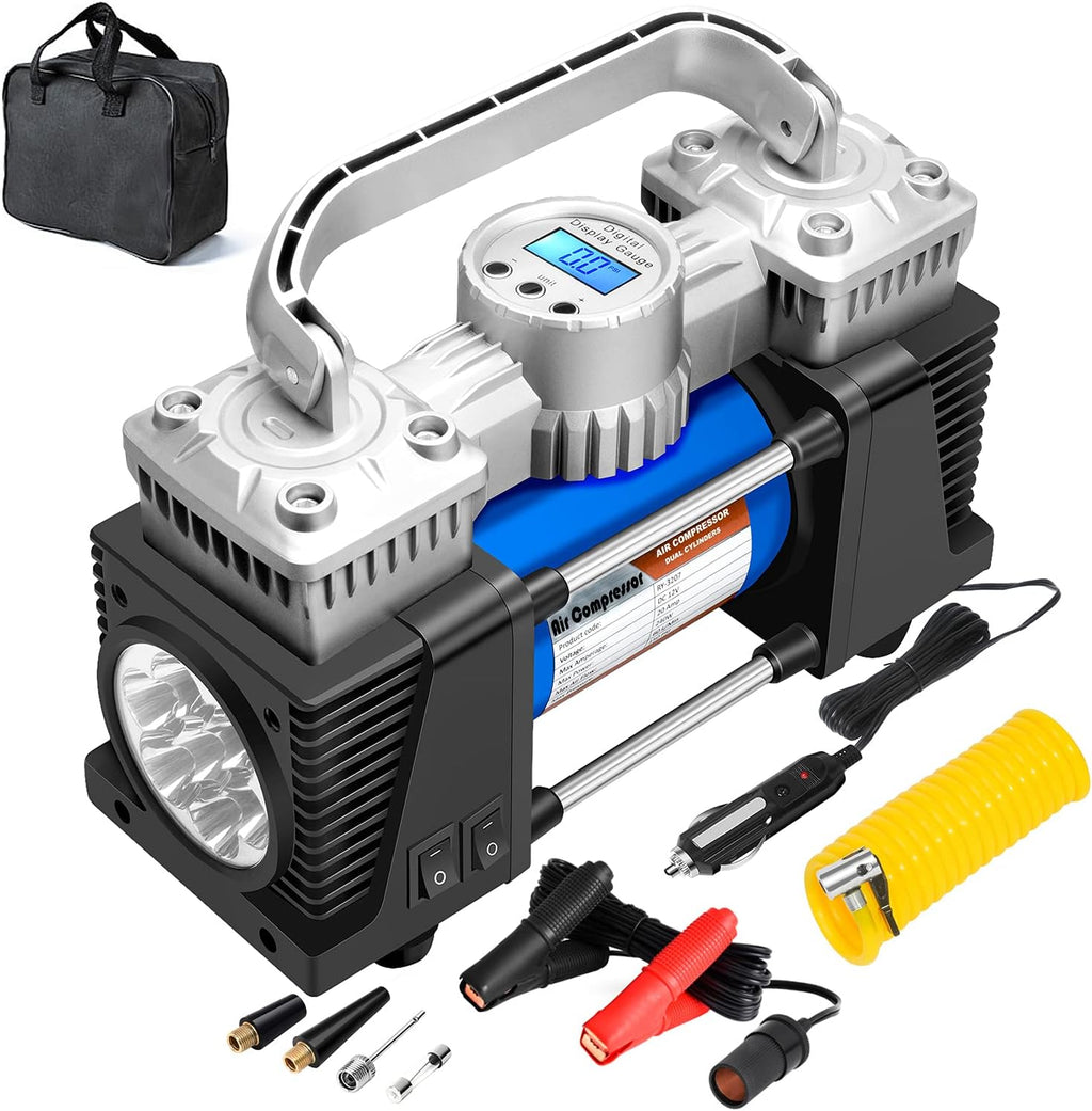 Pack of 2 Portable 12Volt 150PSI Tire Inflator Air Compressor with Digital Pressure Gauge I735