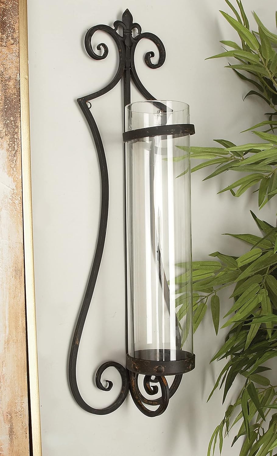 Metal Glass Candle Sconce, 7 by 27-Inch D939748