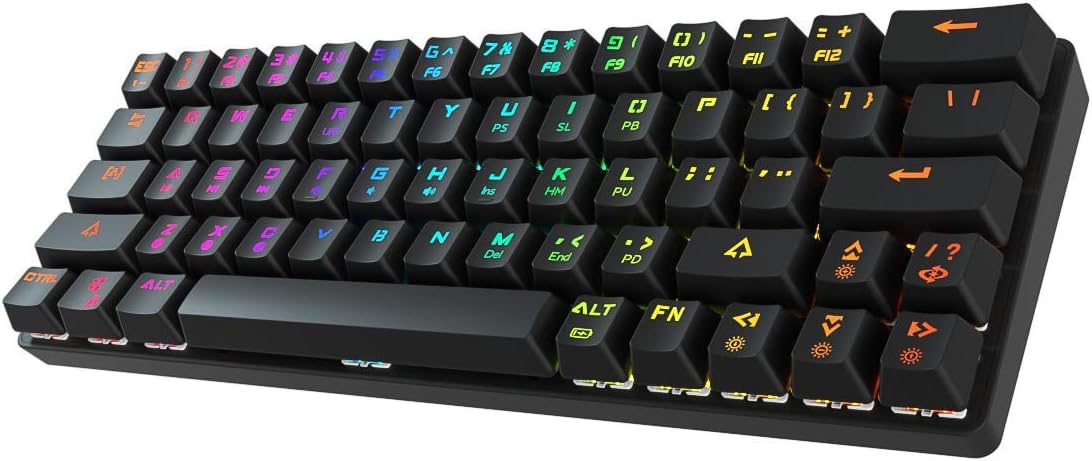 Wireless Wired 60% Mechanical Keyboard with Arrow Keys, True RGB Backlit E283