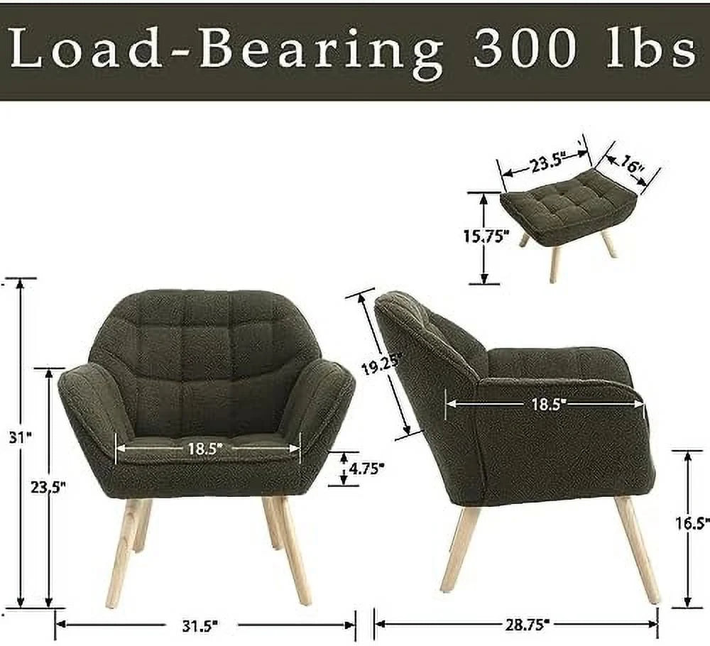 48" Small Upholstered Linen Loveseat Sofa with Wood Legs D56196