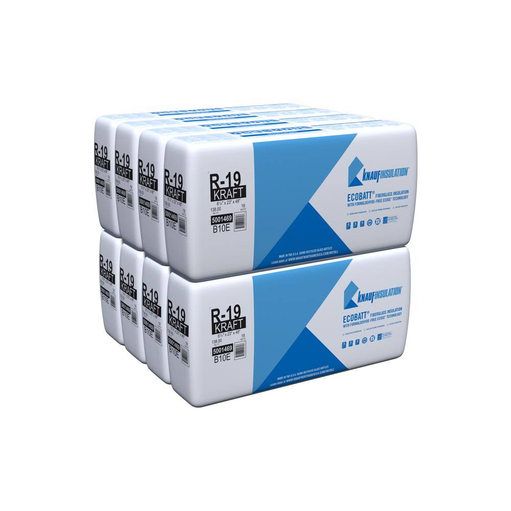 R-19 Kraft-Faced Fiberglass Insulation Batt 6-1/4 in. x 23 in. x 48 in. (8-Bags) F266904