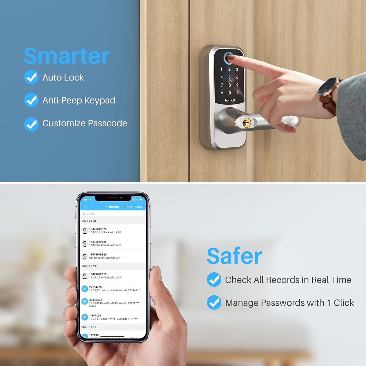 Smart Lock Fingerprint Keyless Entry Deadbolt with Touchscreen Keypad D60662