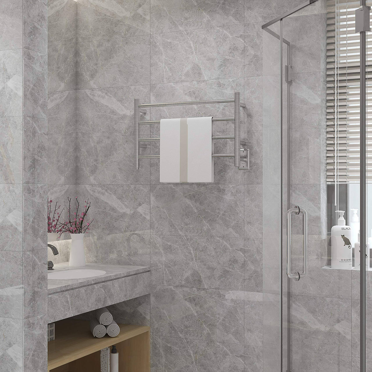 Black Wall-Mounted Towel Warmer W9140