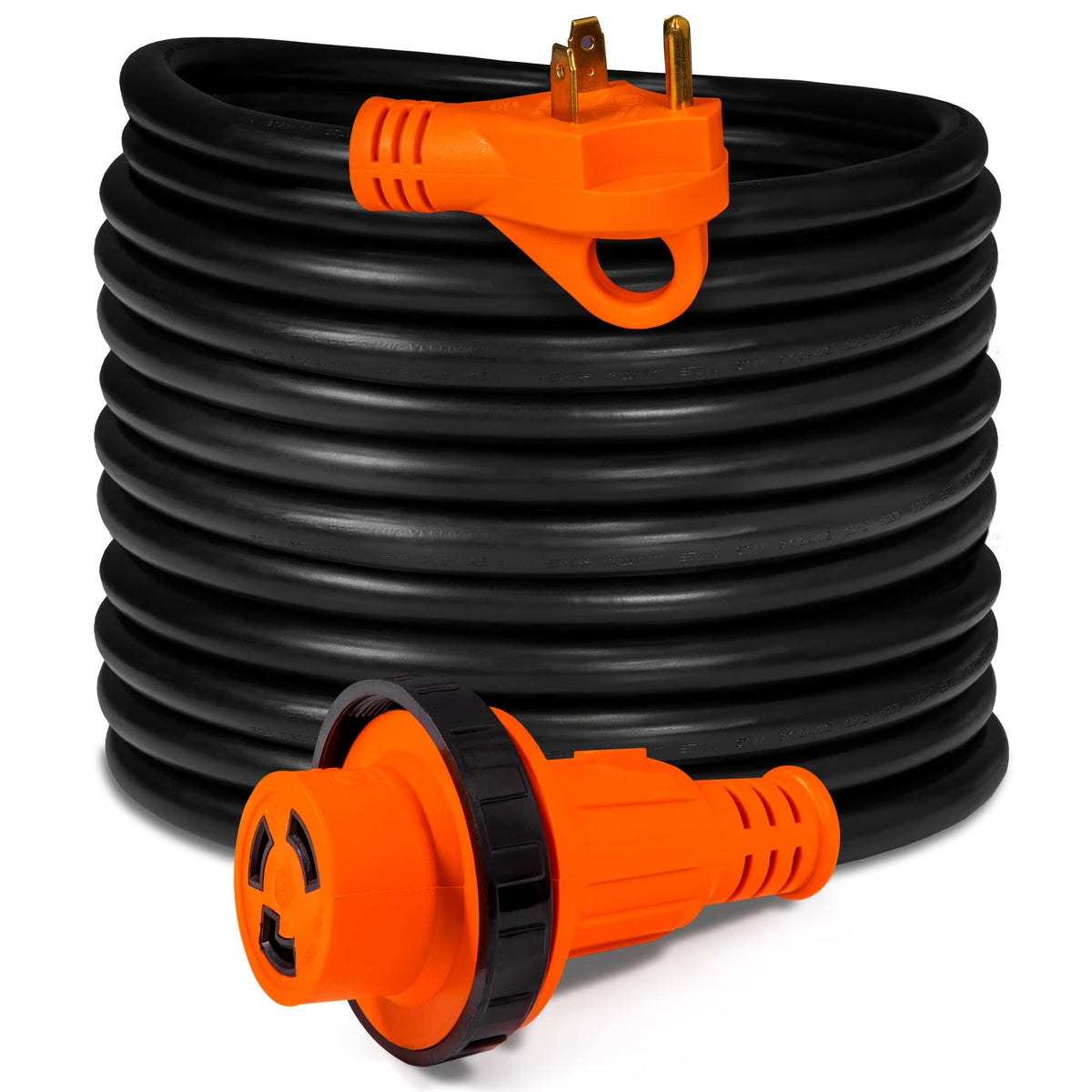 50 Feet 30A RV Power Extension Cord, Heavy Duty 10/3 Gauge STW Copper Wires, Twist Lock, LED Indicator, ETL Listed D213