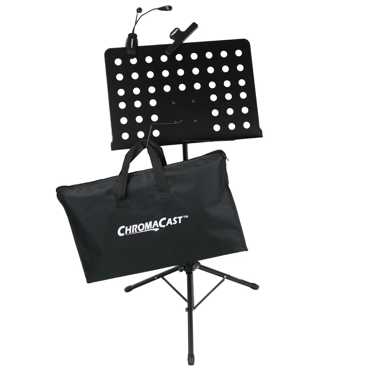 Metal Music Stand with Carry Bag, Sheet Clip and Clip On Light L83491