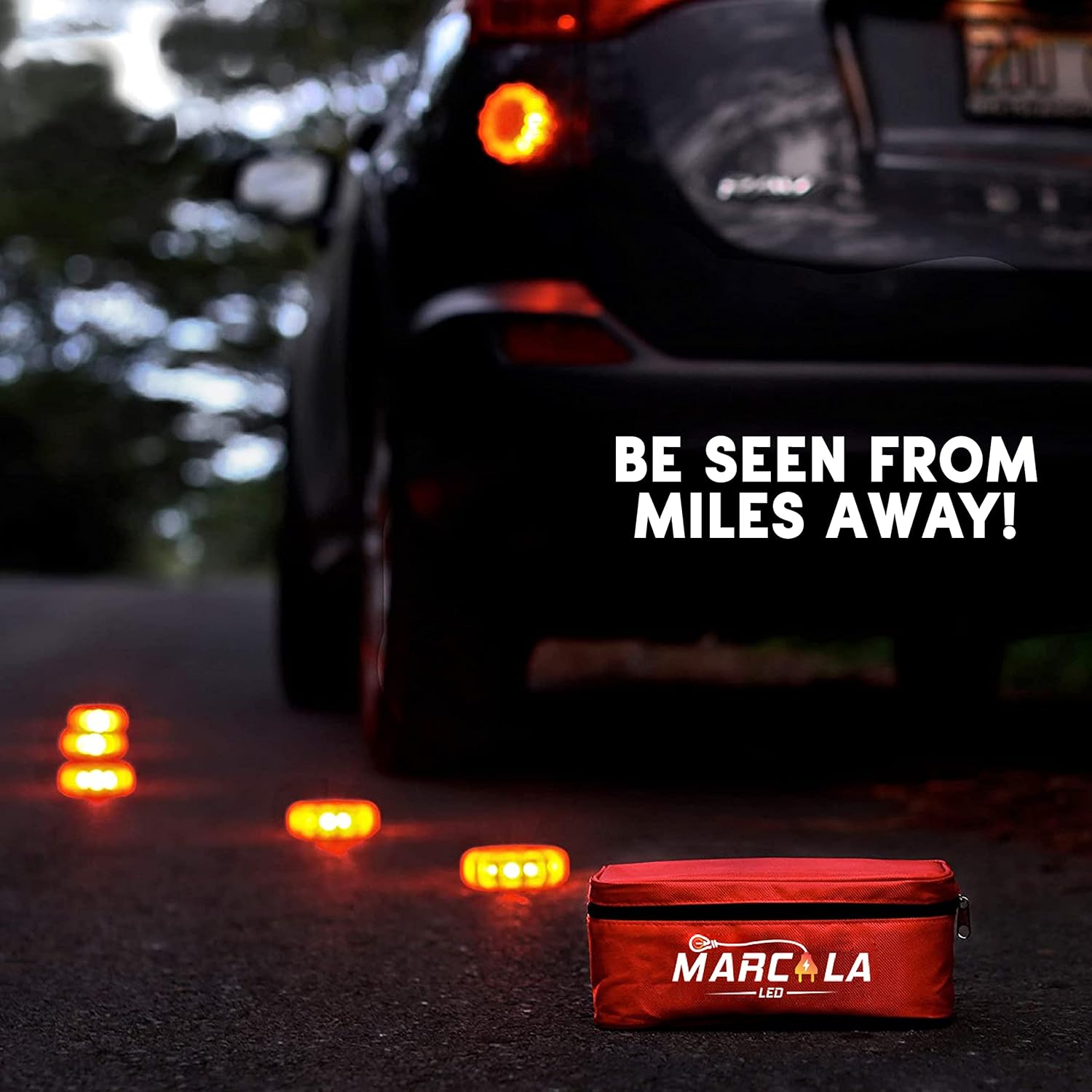 LED Road Flares 6-Pack with Batteries Installed and Carry-Case E33943