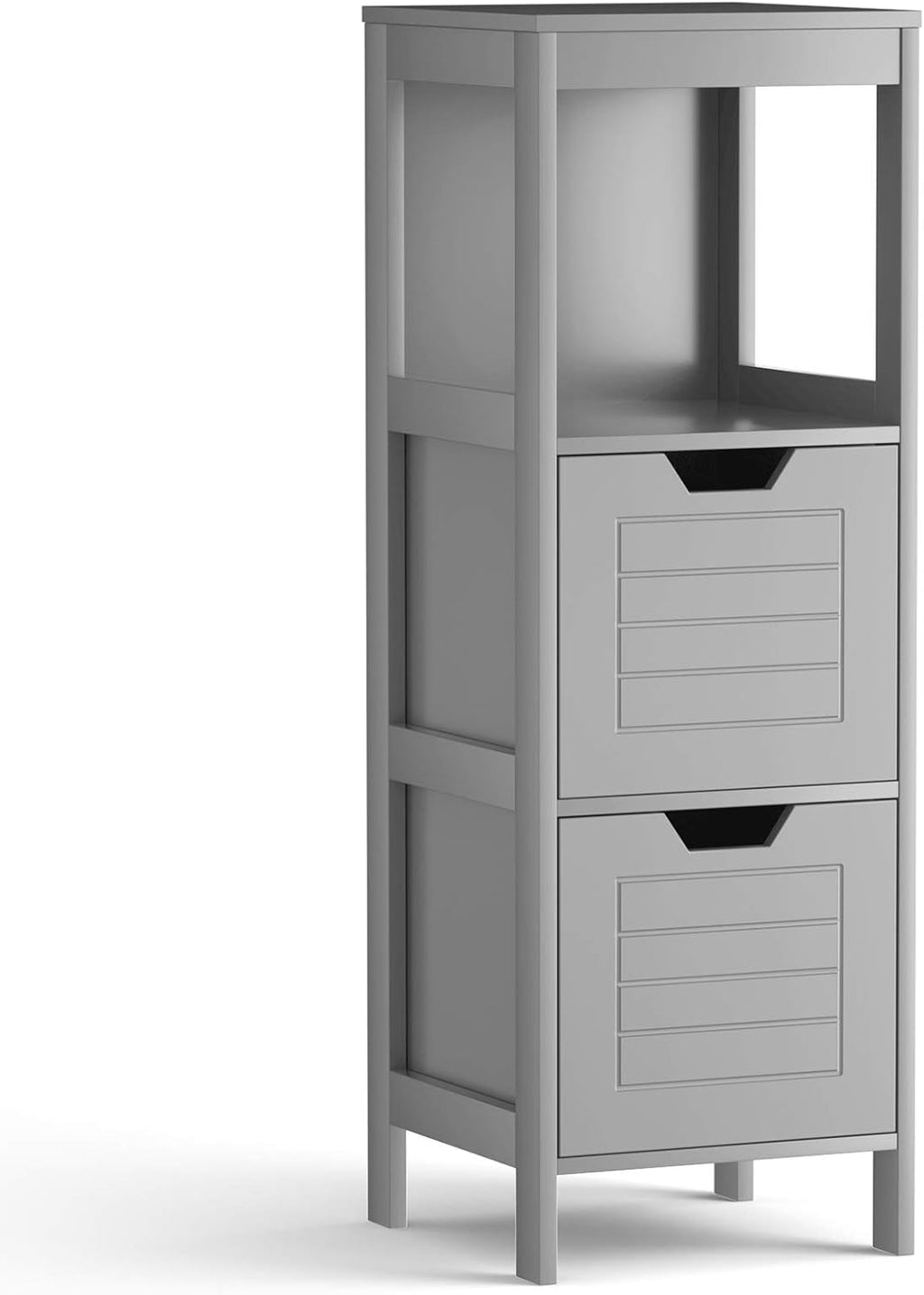 White Wooden Bathroom Floor Cabinet with 2 Adjustable Drawers Y4569