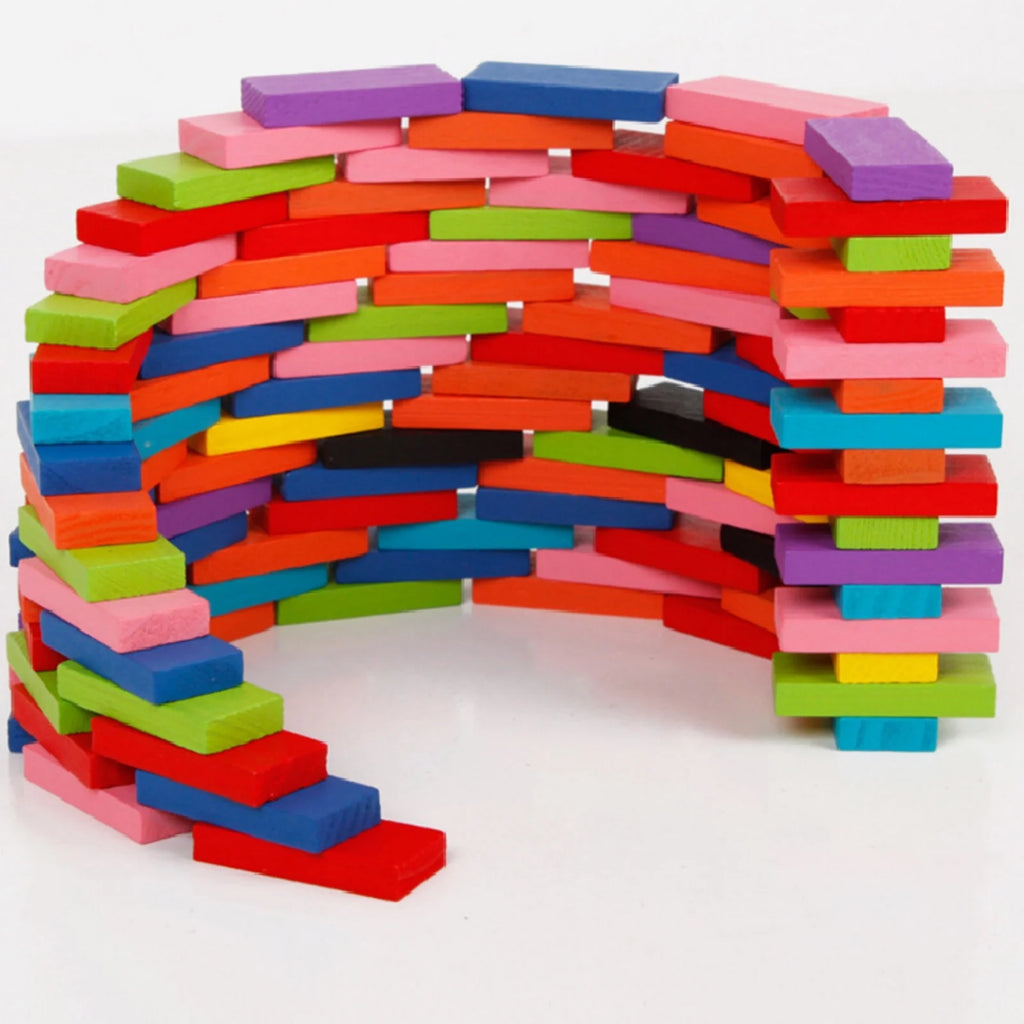 120Pcs Wooden Domino Blocks Building and Stacking Toy U80116