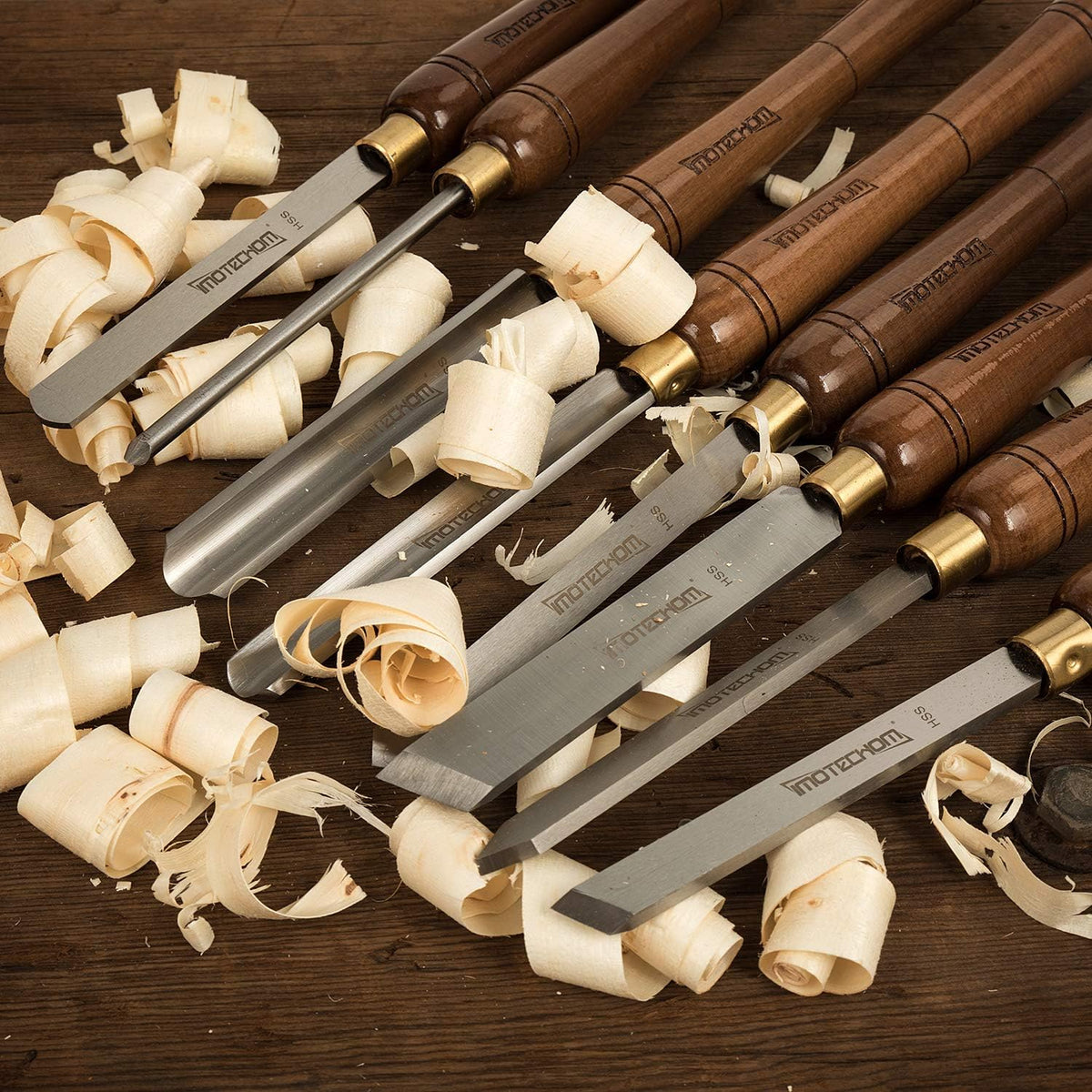 8-Pieces HSS Wood Turning Tools Lathe Chisel Set with Walnut Handle R780