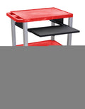 Red 42x22 3 Shelf Cart with Black Pullout Shelf & Nickel Legs S798