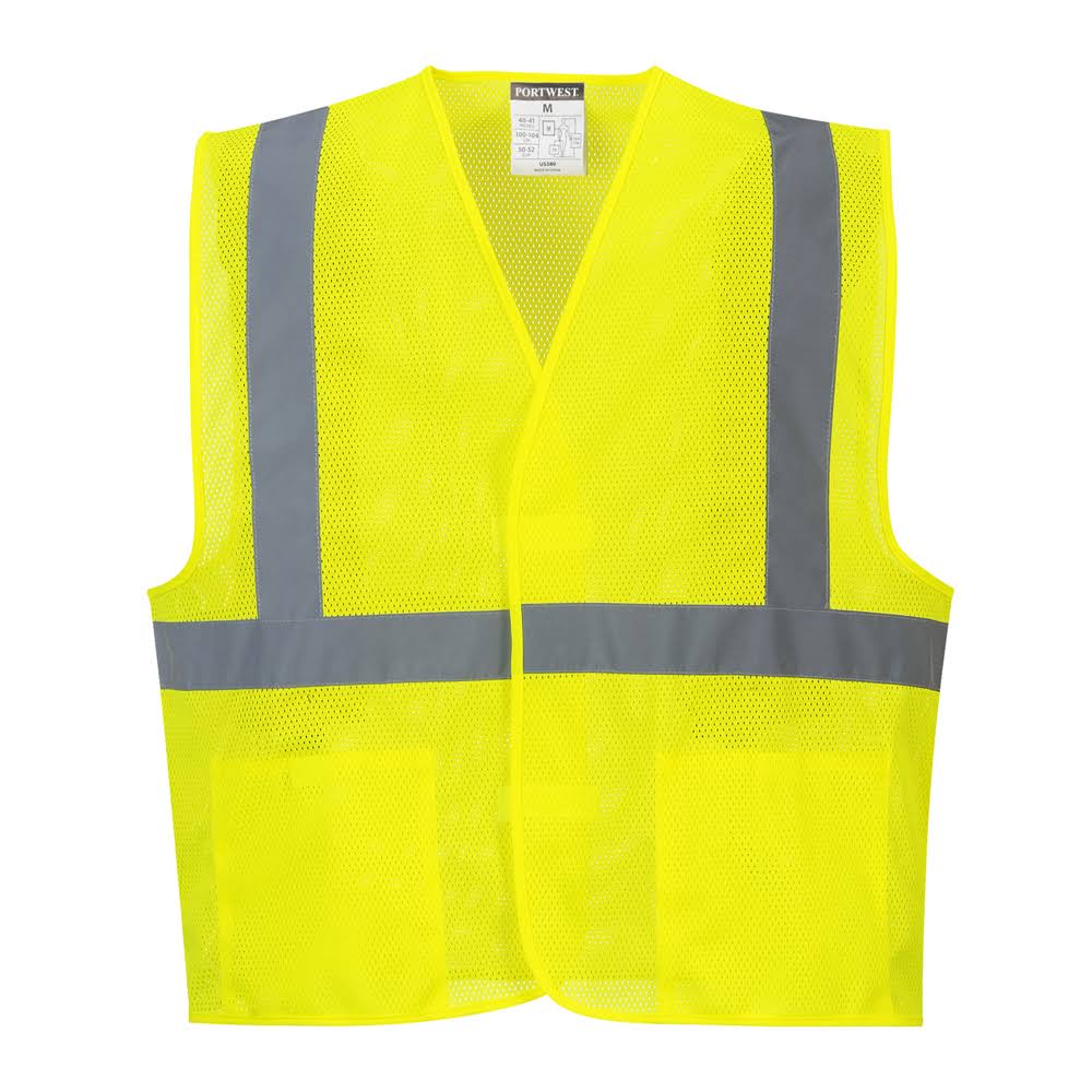 Hi Vis Yellow Mesh Vest with Internal Pockets, 100 pieces S701