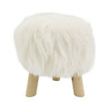 Beige Faux Fur Accent Stool B6729
